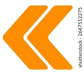 Left-pointing icon. Solid double arrows angled to the left, indicating previous, back, rewind, or directional navigation in digital design.