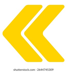 Left-pointing icon. Solid double arrows angled to the left, indicating previous, back, rewind, or directional navigation in digital design.