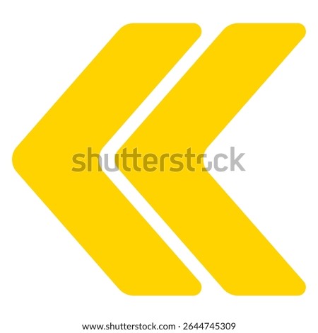 Left-pointing icon. Solid double arrows angled to the left, indicating previous, back, rewind, or directional navigation in digital design.
