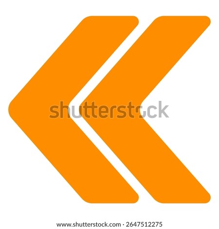 Left-pointing icon. Solid double arrows angled to the left, indicating previous, back, rewind, or directional navigation in digital design.
