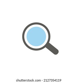 Left-pointing magnifying glass. Vector flat color icon isolated on white.
