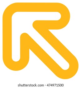 Left-Up Arrow vector icon. Style is stroke flat icon symbol, yellow color, white background.