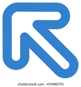 Left-Up Arrow vector icon. Style is contour flat icon symbol, cobalt color, white background.