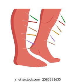Leg Acupuncture flat vector illustration isolated