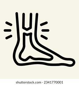 Leg ankle pain line icon. Foot joint bones injury outline style pictogram on white background. Injury leg mobile concept web design. Vector graphics.