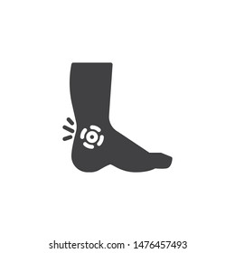 Leg ankle pain vector icon. filled flat sign for mobile concept and web design. Foot pain glyph icon. Symbol, logo illustration. Vector graphics