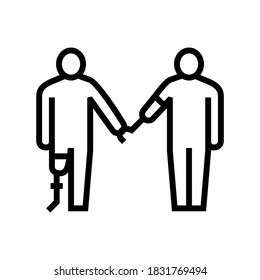 leg and arm prosthesis disabled human line icon vector. leg and arm prosthesis disabled human sign. isolated contour symbol black illustration