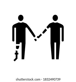 leg and arm prosthesis disabled human glyph icon vector. leg and arm prosthesis disabled human sign. isolated contour symbol black illustration