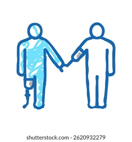 leg and arm prosthesis disabled human doodle icon sketch vector. leg and arm prosthesis disabled human sign. isolated symbol illustration