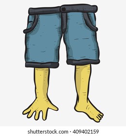 leg and arm with short pants