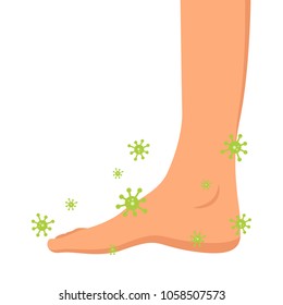 Leg and bacteria cartoon vector. free space for text. wallpaper. background.