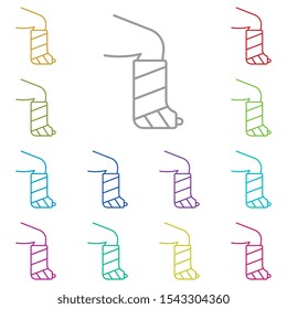 Leg, bone, break, gypsum multi color icon. Simple thin line, outline vector of bone injury icons for ui and ux, website or mobile application