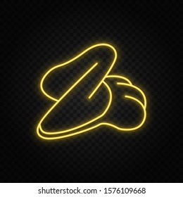 Leg, cartoon, character neon icon. Yellow neon vector icon.