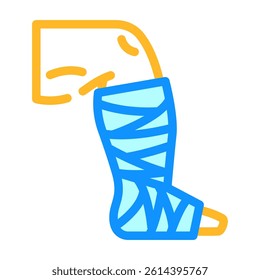 leg cast fracture injury color icon vector. leg cast fracture injury sign. isolated symbol illustration