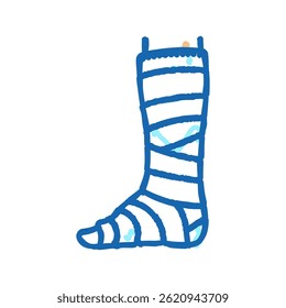 perna fundido fratura lesão ícone doodle esboço vetor. perna fundido fratura lesão sinal. símbolo isolado ilustração