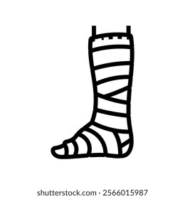 leg cast fracture injury line icon vector. leg cast fracture injury sign. isolated contour symbol black illustration