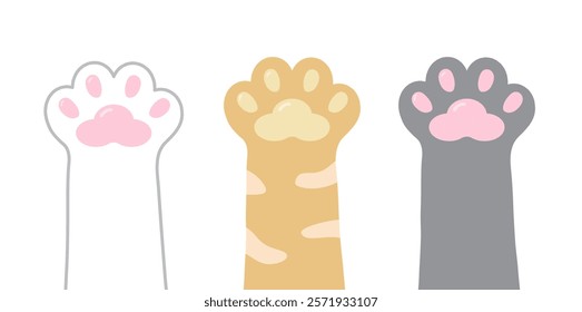 Leg Cat and paw. Dog Paw icon. Cat paw icon. Foot print sign. Character cartoon. Vector illustration