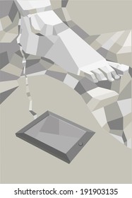  leg chained to device internet addiction poster
