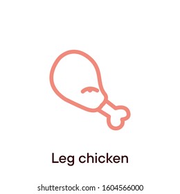 Leg chicken outline icon - Vector