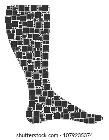 Leg composition icon of square figures and round items in variable sizes. Vector objects are combined into leg composition design concept.