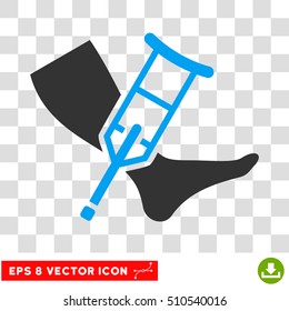 Leg and Crutch EPS vector icon. Illustration style is flat iconic bicolor blue and gray symbol.