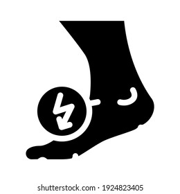 leg cutting ache when walking glyph icon vector. leg cutting ache when walking sign. isolated contour symbol black illustration