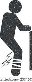 Leg, difficulty, patient icon vector illustration in stamp style