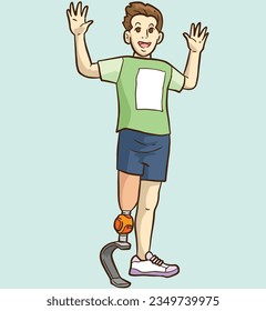 Leg Disability Boy Happy Smiling