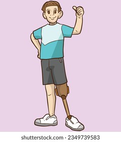 Leg Disability Boy Thumbs Up