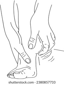 Leg Discomfort Illustration: Vector Image of Woman's Tired Feet in Painf, Physical Strain: Cartoon of Woman's Hand and Foot Depicting Pain, Feet Pain Relief, Foot Health Awareness