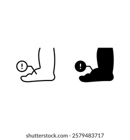 Leg edema, diabetic and foot, leg swelling icon set color editable