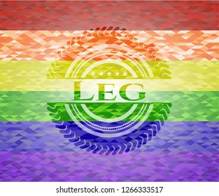 Leg emblem on mosaic background with the colors of the LGBT flag