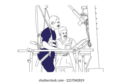 Leg Excersice Physiotherapy doctor and Patient Vector Art