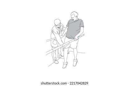 Leg Excersice Physiotherapy doctor and Patient Vector Art