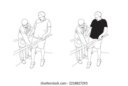 Leg Excersice Physiotherapy doctor and Patient Vector Art