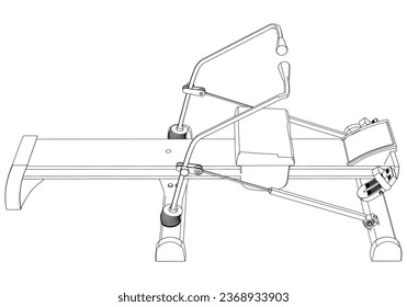 Leg exercise machine. Fitness, cardio, and muscle building machines, equipments set at gym. Workout and training concept. Vector illustration.
