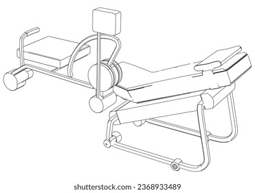 Leg exercise machine isolated on white background. Fitness, cardio, and muscle building machines. Exercise and gym concept. Vector illustration.