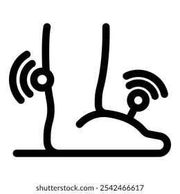 Leg is experiencing pain in the ankle and foot, represented by signals being transmitted to the brain