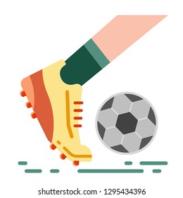 Leg with football vector illustration in flat color design