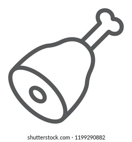 Leg of ham line icon, meal and food, meat sign, vector graphics, a linear pattern on a white background, eps 10.