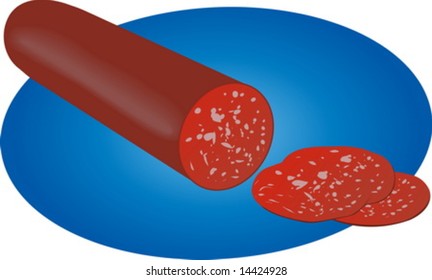 Pierna de jamón, carne de almuerzo de cerdo en rodajas, ilustración