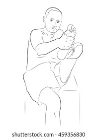 leg hurts, man clings to his leg