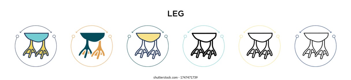 Leg icon in filled, thin line, outline and stroke style. Vector illustration of two colored and black leg vector icons designs can be used for mobile, ui, web