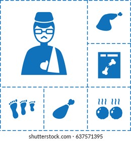 Leg icon. set of 6 leg filled icons such as meat leg, x ray, man with broken arm, meat