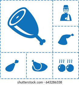 Leg icon. set of 6 leg filled icons such as meat leg, man with broken arm, chicken