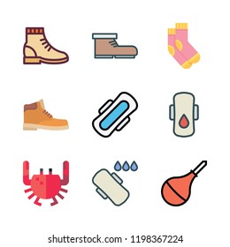 leg icon set. vector set about edema, crab, boot and compress icons set.