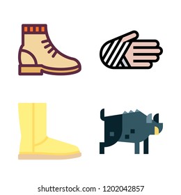leg icon set. vector set about boot, injury and boar icons set.