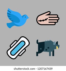 leg icon set. vector set about pigeon, boar, injury and compress icons set.
