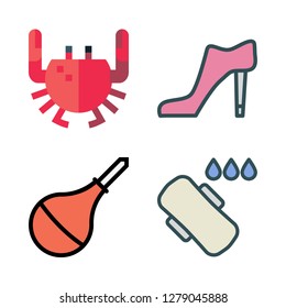 leg icon set. vector set about high heel, compress, edema and crab icons set.