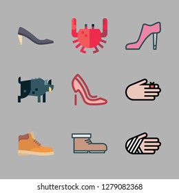 leg icon set. vector set about crab, injury, boot and high heels icons set.
